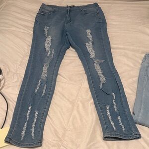 Distressed Blue Jeans